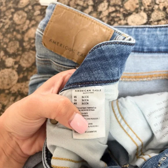 American Eagle Original Straight Men’s Denim Blue Jeans Size 34x34 AirFlex - Picture 6 of 7